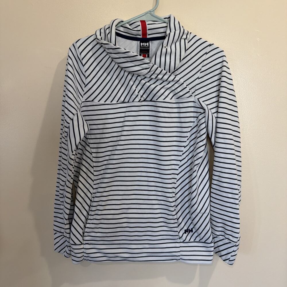 Helly Hansen White and Black Striped Pullover Hoodie